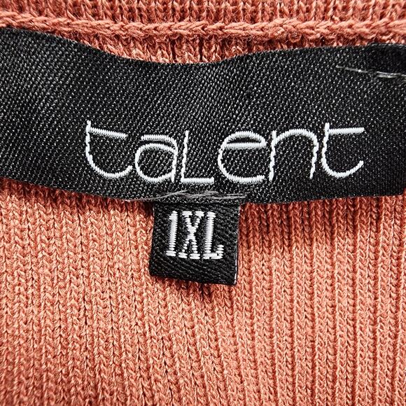 Talent Dress Womens 1X Burnt Orange Ribbed Bodycon Leg Slit Gold Button Detail - Picture 4 of 7